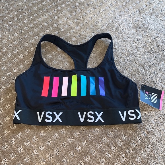Victoria’s Secret VSX Large Rainbow & Black Sports Bra NWT - Picture 3 of 6